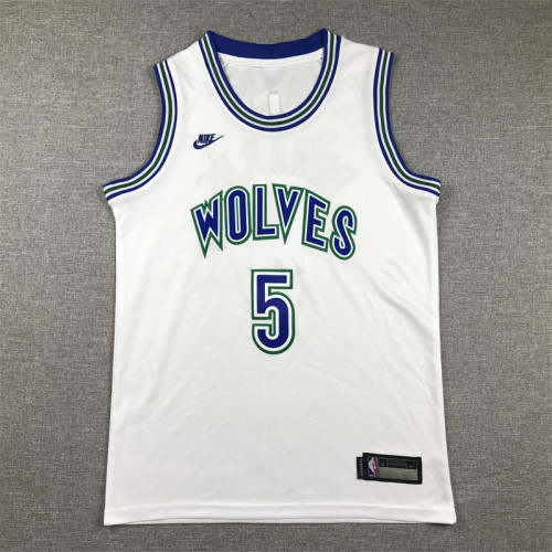 Youth Minnesota Timberwolves 5 EDWARDS White NBA Jersey Kids Basketball Shirt