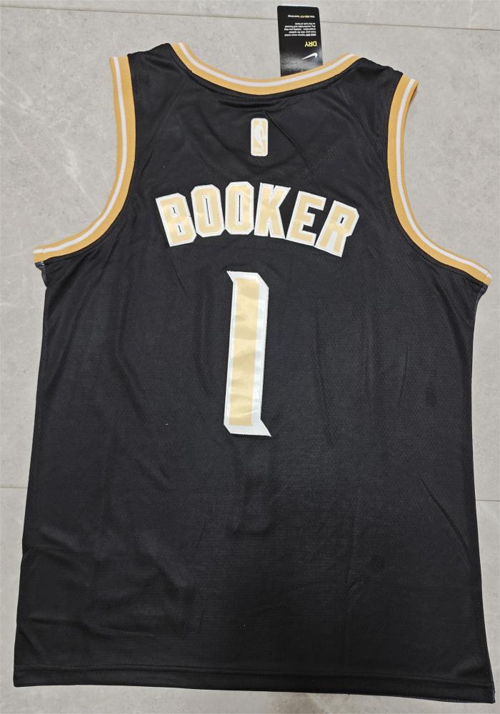 2024 Phoenix Suns 1 BOOKER Black/Gold NBA Jersey Basketball Shirt