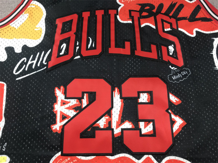 Mitchell&ness 1997-98 Chicago Bulls 23 JORDAN Basketball Shirt Black Graffiti NFL NBA Jersey