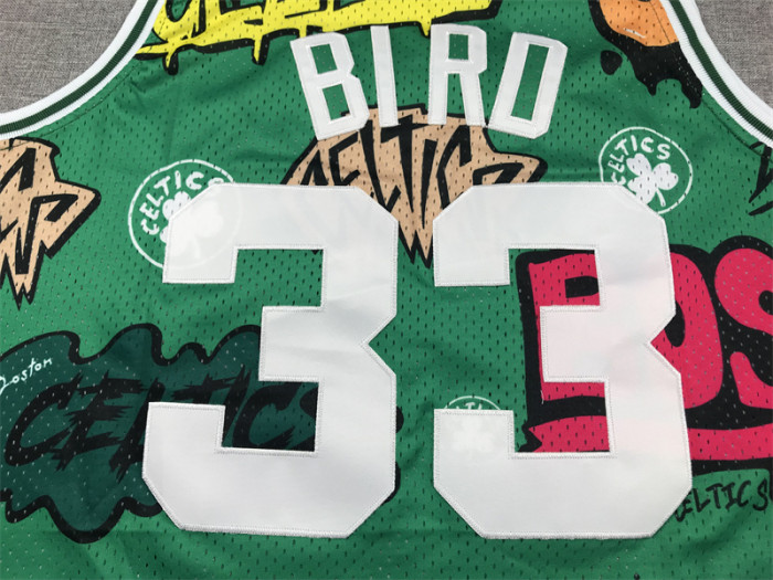 Mitchell&ness 1985-86 Boston Celtics Basketball Shirt 33 LARRY BIRD Graffiti NBA Jersey