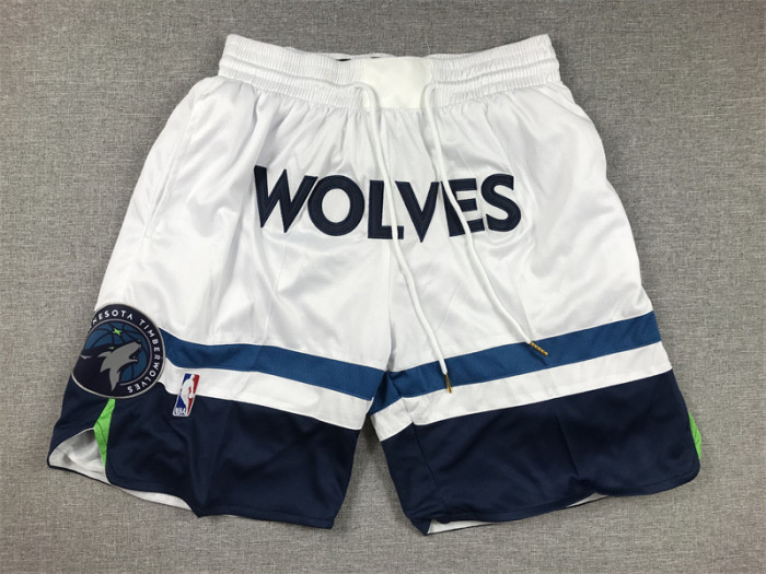 with Pocket Minnesota Timberwolves White NBA Shorts Basketball Shorts