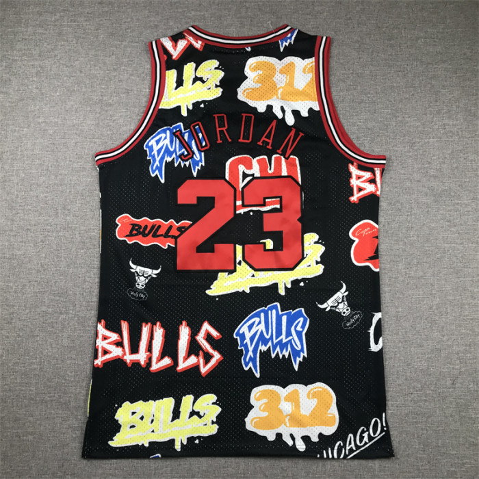 Mitchell&ness 1997-98 Chicago Bulls 23 JORDAN Basketball Shirt Black Graffiti NFL NBA Jersey