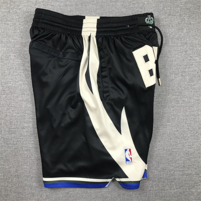 with Pocket Statement Edition Milwaukee Bucks Black NBA Shorts Basketball Shorts
