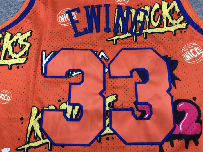 Mitchell&Ness 1991-92 New York Knicks 33 EWING NBA Jersey Graffiti Men's Basketball Shirt
