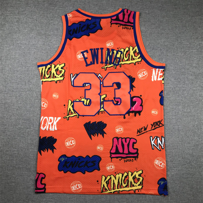 Mitchell&Ness 1991-92 New York Knicks 33 EWING NBA Jersey Graffiti Men's Basketball Shirt