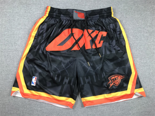 with Pocket 2024 City Edition Oklahoma City Thunder Black NBA Shorts Seattle SuperSonics Basketball Shorts