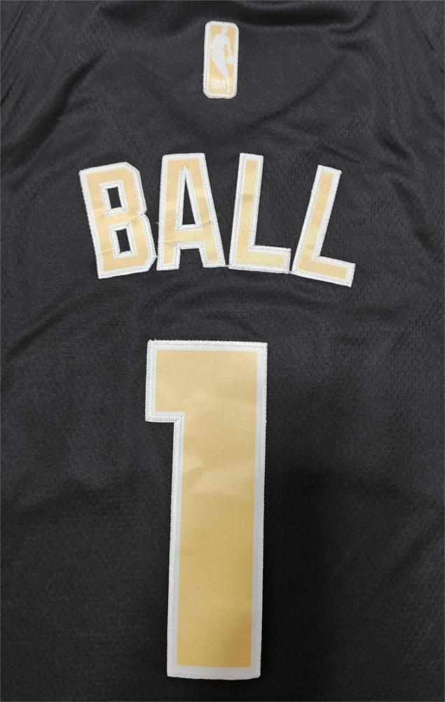 2024 Charlotte Hornets 1 BALL Black/Gold Basketball Shirt NBA Jersey