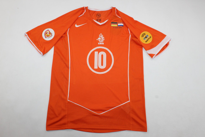 with Patch Retro Jersey 2004 Netherlands V.NISTELROOY 10 Home Soccer Jersey Vintage Holland Football Shirt
