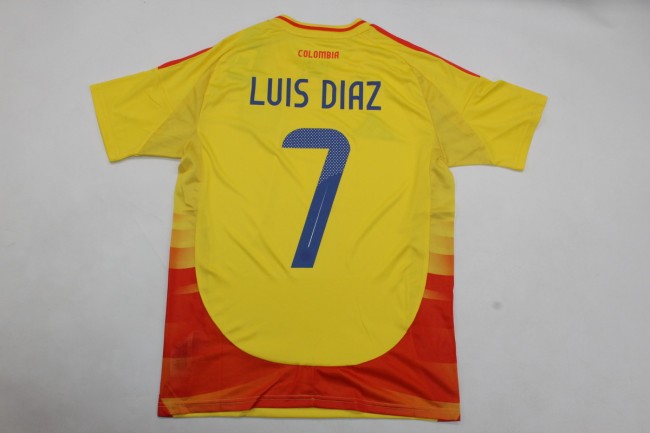 Fan Version Colombia 2024 LUIS DIAZ 7 Home Soccer Jersey Camisetas de Futbol