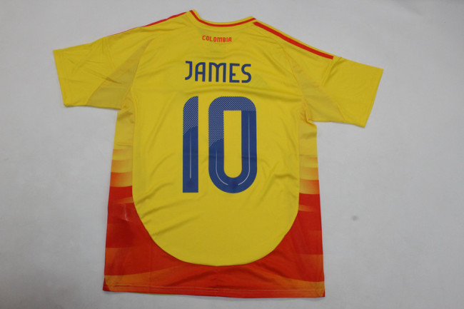 Fan Version Colombia 2024 JAMES 10 Home Soccer Jersey Camisetas de Futbol