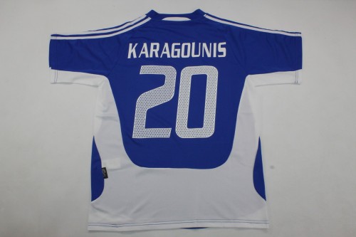 Retro Jersey 2004 Greece KARAGOUNIS 20 Away Blue Soccer Jersey Vintage Football Shirt