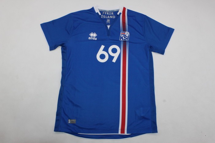 Retro Jersey 2016-2017 Iceland ARNAUSSON 69 Home Soccer Jersey Vintage Football Shirt