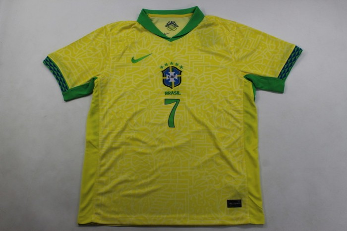 Fan Version 2024 Brazil VINI JR. 7 Home Soccer Jersey Brasil Camisetas de Futbol