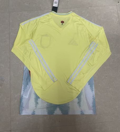 Long Sleeve Fan Version Spain 2024 Away Yellow Soccer Jersey España Camisetas de Futbol