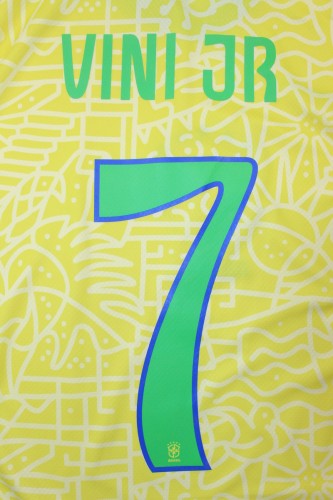 with Copa America Patch Fan Version 2024 Brazil VINI JR. 7 Home Soccer Jersey Brasil Camisetas de Futbol