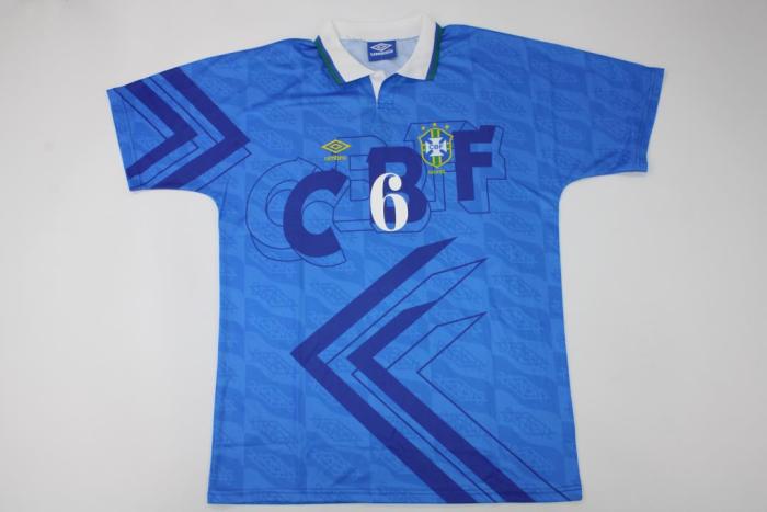Retro Jersey 1992 Brazil BRANCO 6 Away Soccer Jersey Vintage Camisetas de Futbol