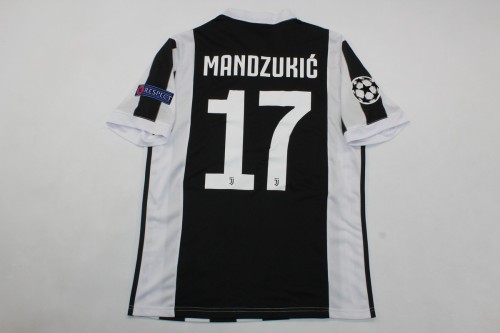 with Scudetto+UCL Patch Retro Jersey 2017-2018 Juventus MANDZUKIC 17 Home Soccer Jersey Vintage Football Shirt