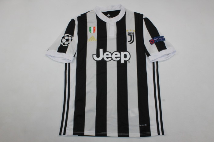 with Scudetto+UCL Patch Retro Jersey 2017-2018 Juventus MANDZUKIC 17 Home Soccer Jersey Vintage Football Shirt