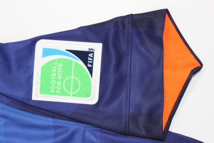 with World Cup Patch Retro Jersey 2014 Netherlands Away Blue Soccer Jersey Vintage Holland Football Shirt