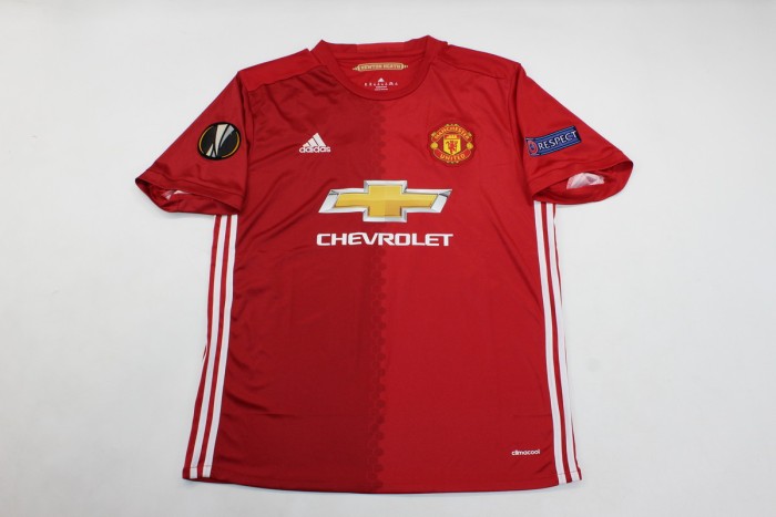 with Europa League Patch Retro Jersey 2016-2017 Manchester United Home Soccer Jeresy Vintage Football Shirt