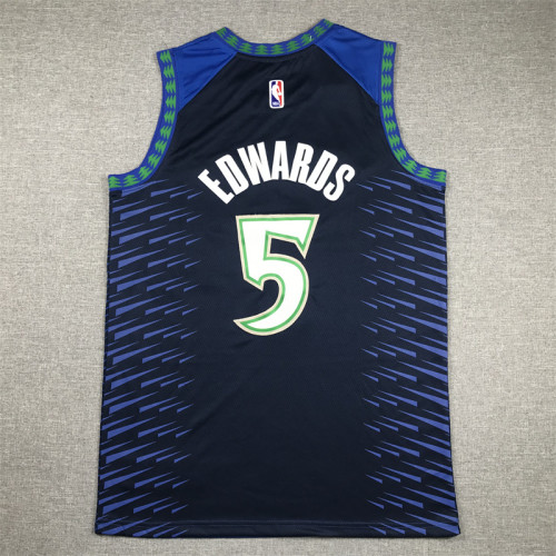 City Edition Minnesota Timberwolves 5 EDWARDS Blue NBA Jersey Basketball Shirt