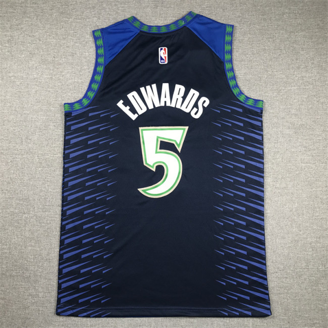 City Edition Minnesota Timberwolves 5 EDWARDS Blue NBA Jersey Basketball Shirt