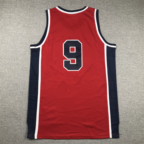 1984 Olympic Games NBA Jersey 9 Red Basketball Shirt
