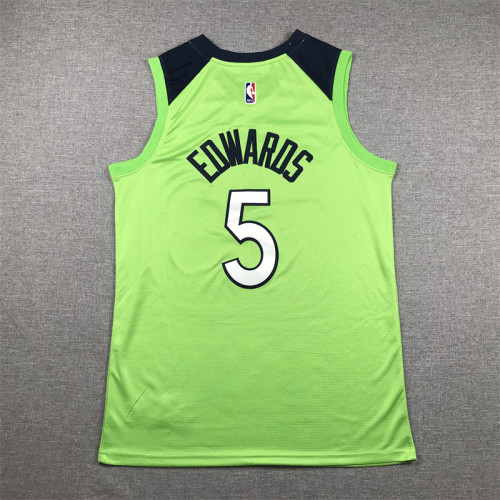City Edition Minnesota Timberwolves 5 EDWARDS Green NBA Jersey Basketball Shirt