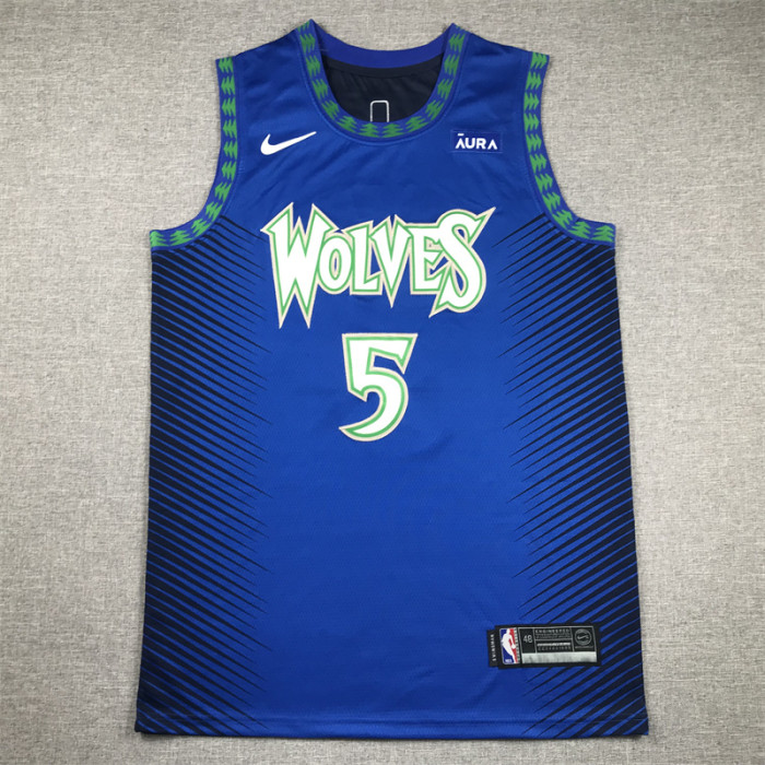 City Edition Minnesota Timberwolves 5 EDWARDS Blue NBA Jersey Basketball Shirt
