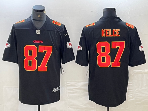 Kansas City Chiefs 87 KELCE Black/Gold NFL Jersey