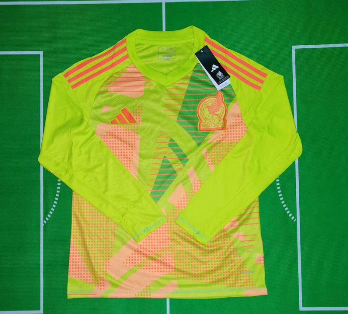 Long Sleeve Fan Version Mexico 2024 Green Goalkeeper Soccer Jersey Adulto Camiseta de Futbol