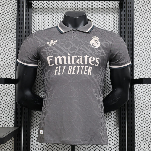 Player Version 2024-2025 Real Madrid Third Away Black Soccer Jersey Real Football Shirt