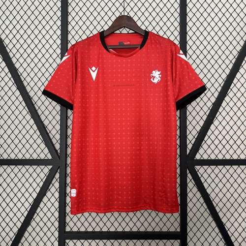 Fan Version Georgia 2024 Away Red Soccer Jersey Football Shirt