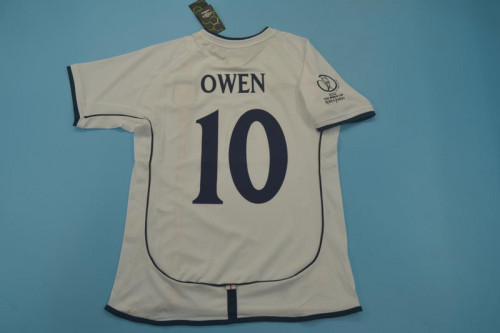 with World Cup Patch Retro Jersey 2002 England OWEN 10 Home Soccer Jersey Vintage Football Shirt