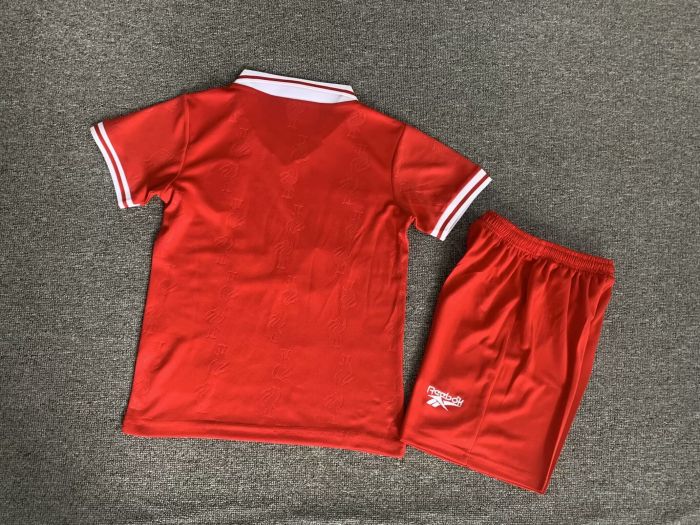 Retro Youth Uniform Kids Kit 1996-1997 Liverpool Home Soccer Jersey Shorts Vintage Child Football Set