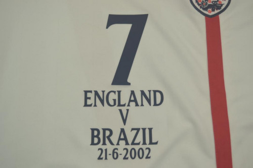 with Front Lettering+World Cup Patch Retro Jersey 2002 England Home Soccer Jersey Vintage Football Shirt