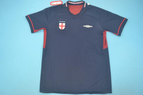 Retro Jersey England 2002 Away Blue/Red Reversible Soccer Jersey Vintage Football Shirt