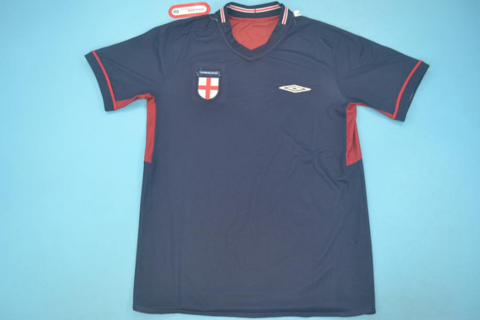 Retro Jersey England 2002 Away Blue/Red Reversible Soccer Jersey Vintage Football Shirt