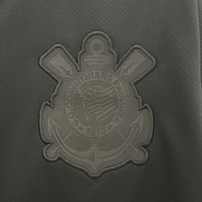 without Sponor Logo Fan Version 2024-2025 Corinthians Away Black Soccer Jersey Football Shirt