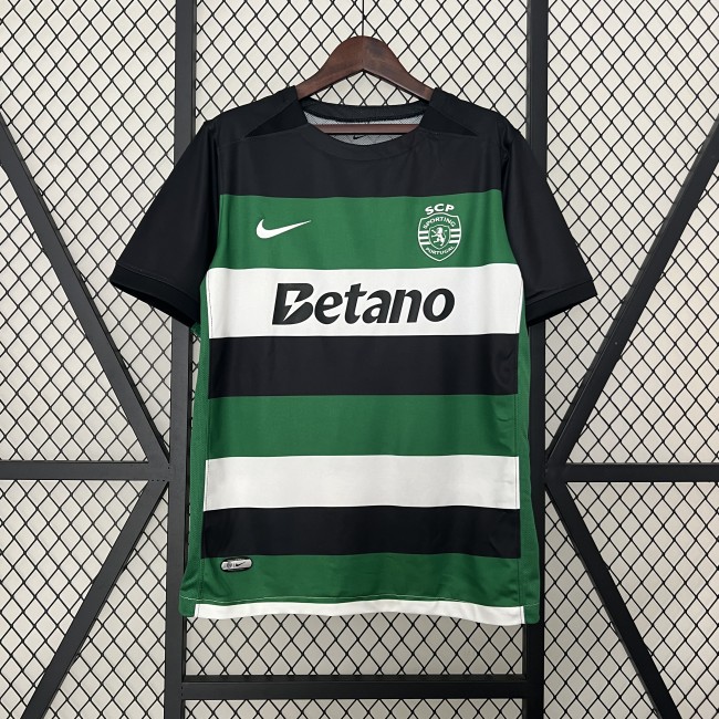 Fan Version 2024-2025 Sporting Lisbon Home Soccer Jersey Football Shirt