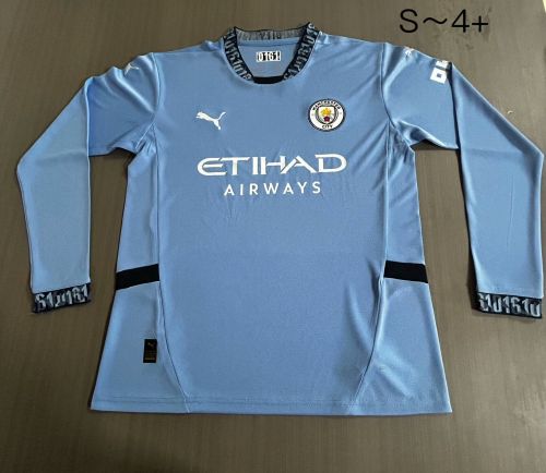Long Sleeve Fan Version Manchester City 2024-2025 Home Soccer Jersey Man City Football Shirt