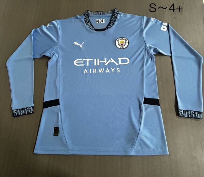 Long Sleeve Fan Version Manchester City 2024-2025 Home Soccer Jersey Man City Football Shirt