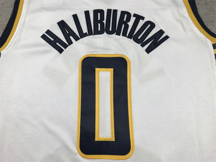 Indiana Pacers 0 HALIBURTON White NBA Shirt Basketball Jersey