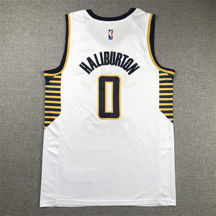 Indiana Pacers 0 HALIBURTON White NBA Shirt Basketball Jersey