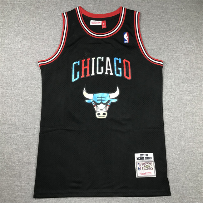 Mitchell&ness 1997-98 Chicago Bulls 23 JORDAN Basketball Shirt Black NBA Jersey