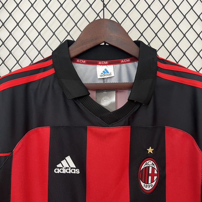with UCL Patch Retro Jersey 2000-2001 AC Milan Home Soccer Jersey AC Vintage Football Shirt