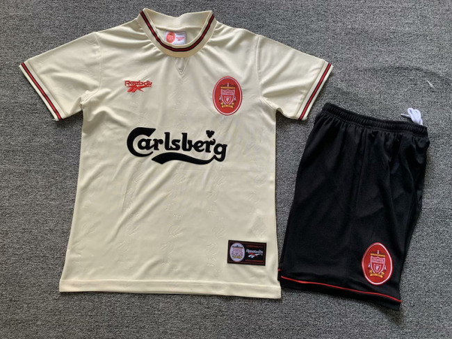 Retro Youth Uniform Kids Kit 1996-1997 Liverpool Away Soccer Jersey Shorts Vintage Child Football Set