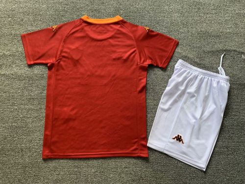 Retro Youth Uniform Kids Kit 2000-2001 As Roma Home Soccer Jersey Shorts Vintage Child Football Set