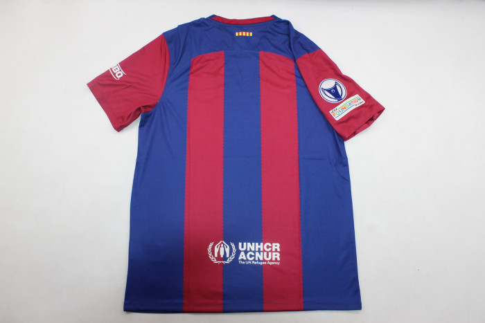 with Front Lettering+Patch Barcelona Camisetas de Futbol Fans Version 2023-2024 Barcelona Female UCL Home Soccer Jersey