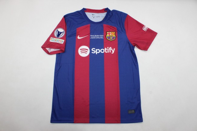 with Front Lettering+Patch Barcelona Camisetas de Futbol Fans Version 2023-2024 Barcelona Female UCL Home Soccer Jersey